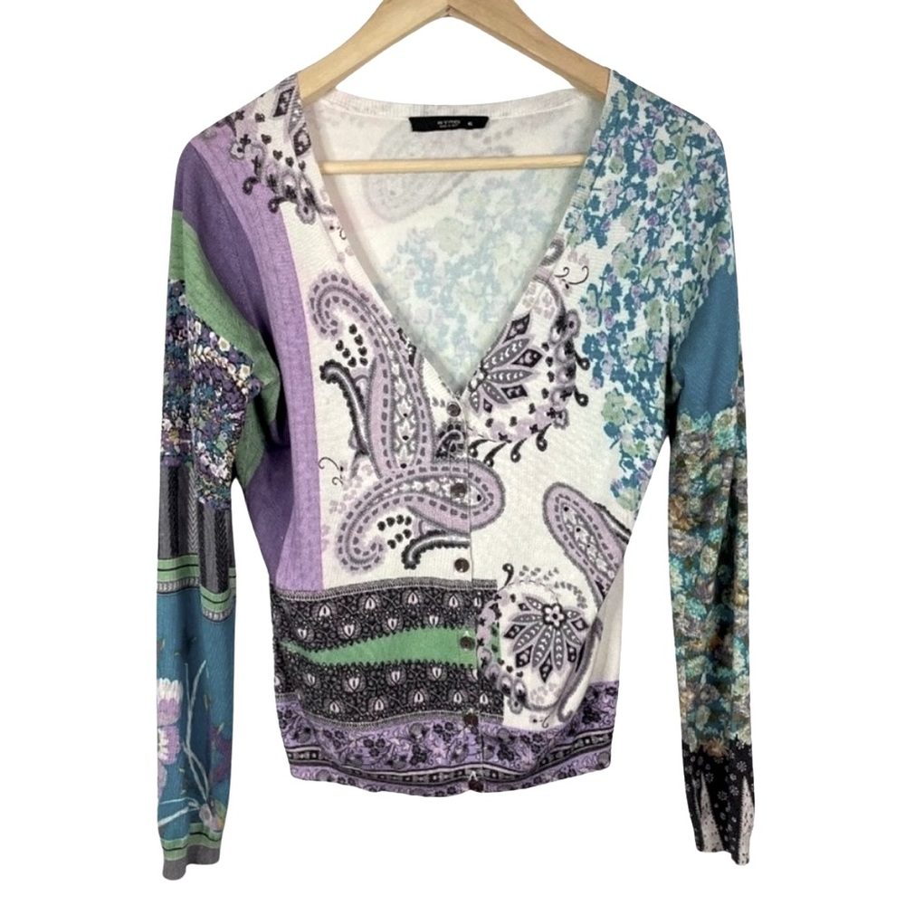 Etro Silk Cardigan Made in Italy Long Sleeve Button Down Sweater
